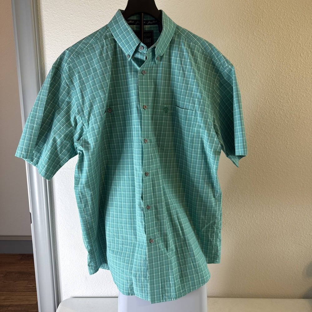 Wrangler George Straight Cowboy Collection Plaid Button Down Short Sleeve Sz XL